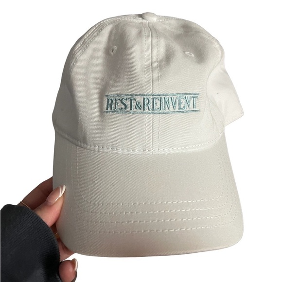 BRUNETTE  THE LABEL- "REST & REINVENT" White Dad Cap - Picture 1 of 4